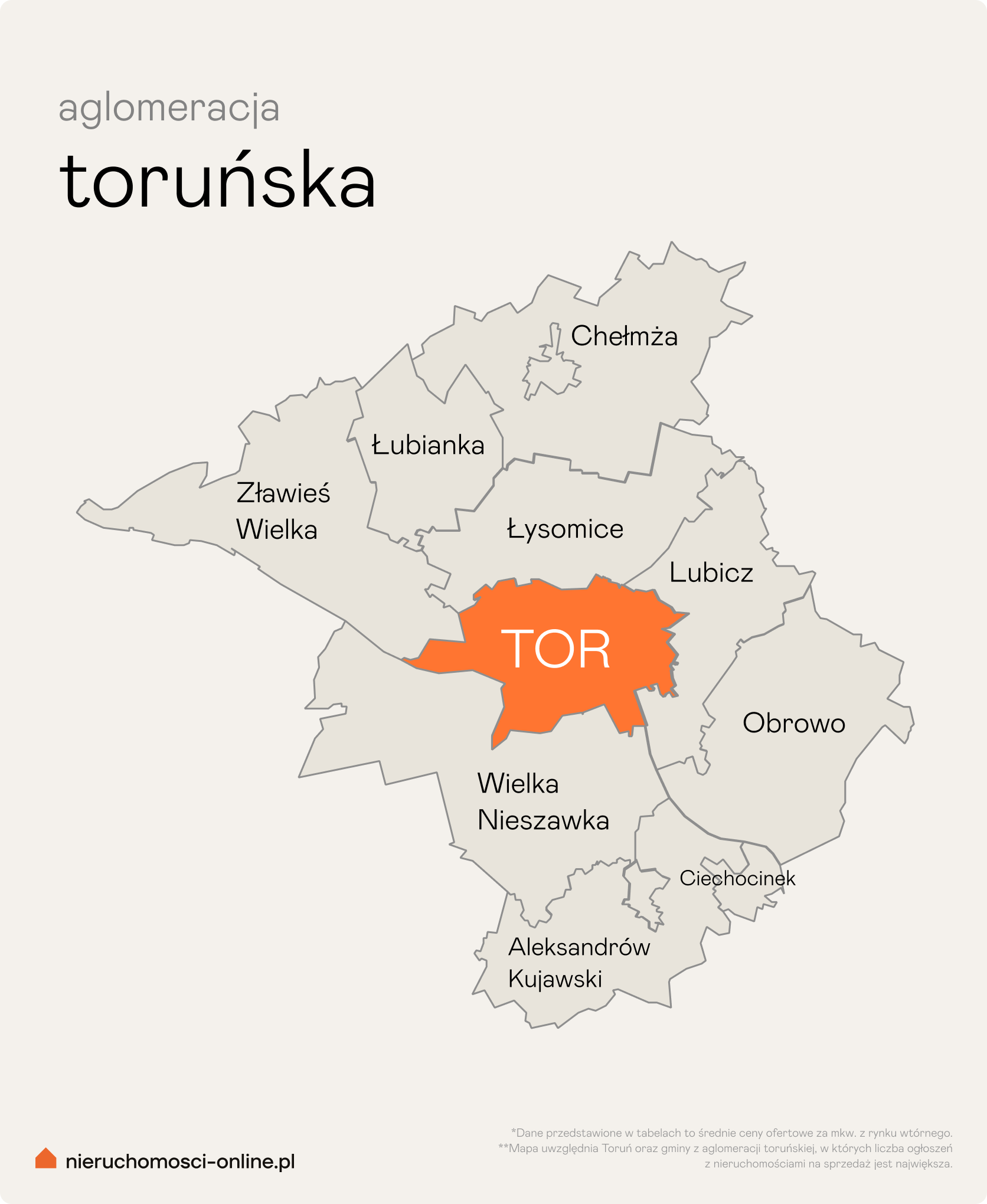 Mapa aglomeracji toruńskiej