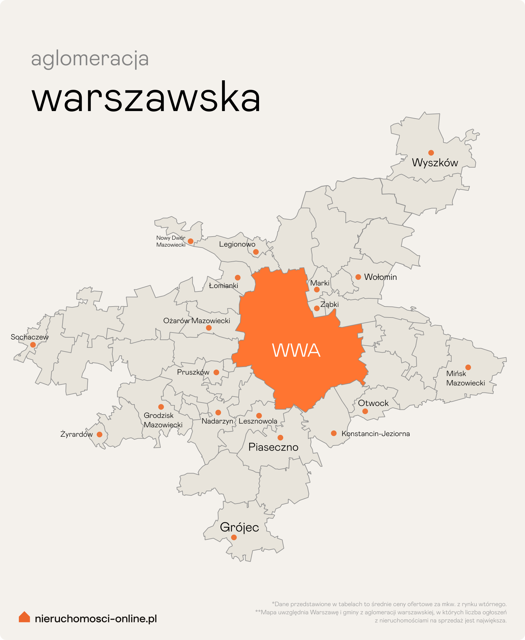 Mapa aglomeracji warszawskiej