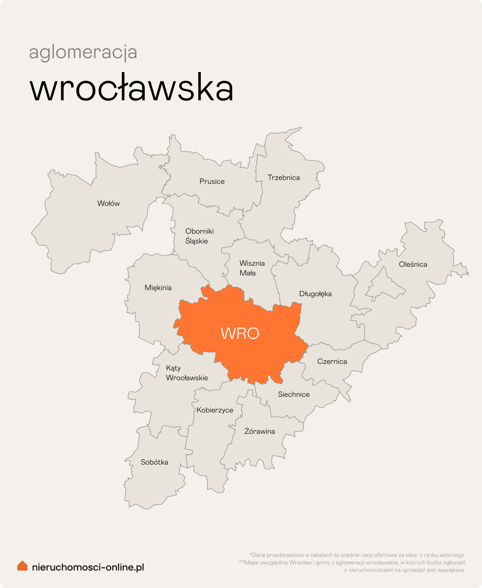 Mapa aglomeracji wrocławskiej